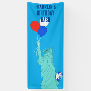 Patriotische Cartoon-Statue Liberty Geburtstagsfei Banner