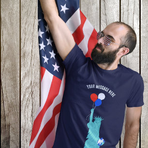 Patriotische Cartoon-Statue Liberty Geburtstagsfei T-Shirt