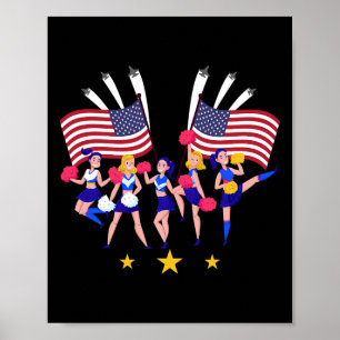 Patriotische Cheer-Squad-Cheerleaderin USA-Flagge Poster