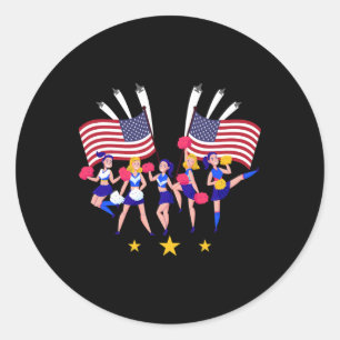 Patriotische Cheer-Squad-Cheerleaderin USA-Flagge Runder Aufkleber