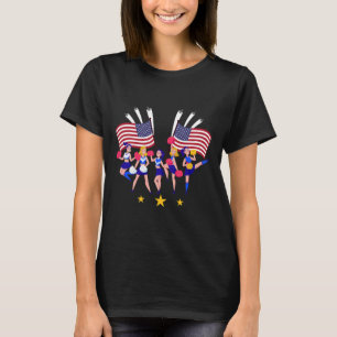 Patriotische Cheer-Squad-Cheerleaderin USA-Flagge T-Shirt