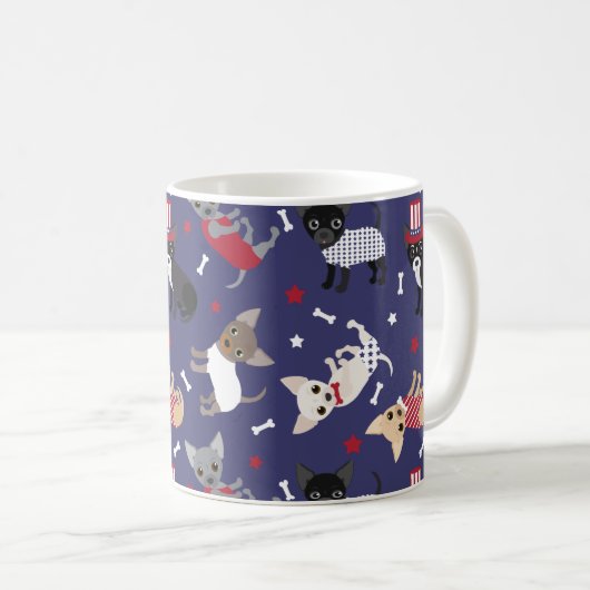 Patriotische Chihuahua-Pattern-Tasse Kaffeetasse (VorderseiteRechts)
