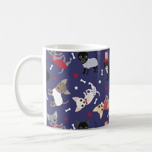 Patriotische Chihuahua-Pattern-Tasse Kaffeetasse (Links)
