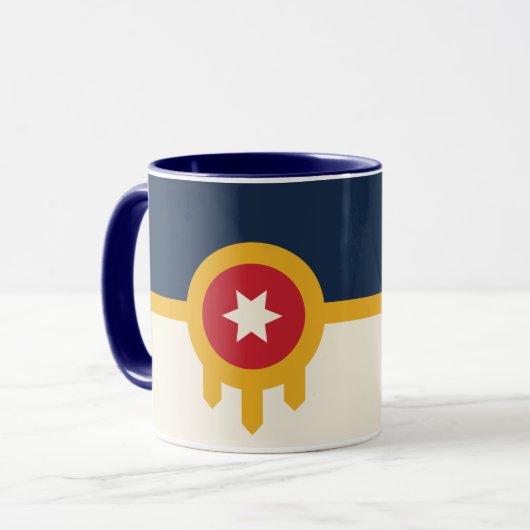Patriotische Combo-Tasse mit der Flagge von Tulsa, Tasse (Vorderseite Links)