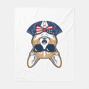 Patriotische Corgi-Sonnenbrille Vintage-Vektor-Art Fleecedecke