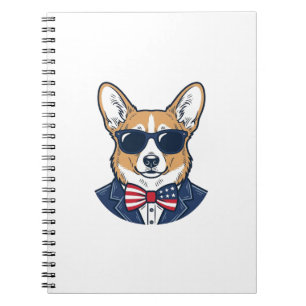 Patriotische Corgi-Sonnenbrille Vintage-Vektor-Art Notizblock