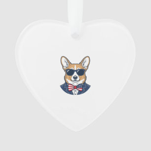 Patriotische Corgi-Sonnenbrille Vintage-Vektor-Art Ornament