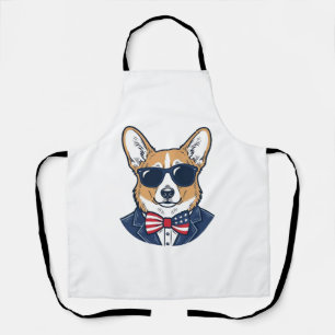 Patriotische Corgi-Sonnenbrille Vintage-Vektor-Art Schürze