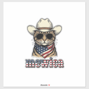 Patriotische Cowboy-Katze Mewica Vintage-Vektordes Aufkleber