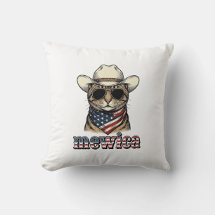 Patriotische Cowboy-Katze Mewica Vintage-Vektorges Kissen