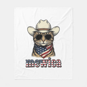 Patriotische Cowboy-Katze Mewica Vintage-Vektorgra Fleecedecke