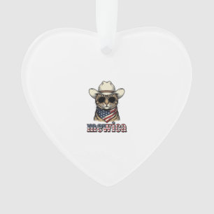 Patriotische Cowboy-Katze Mewica Vintage-Vektorgra Ornament