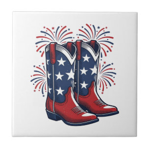 Patriotische Cowboy-Stiefel Vintage Western-Shirt- Fliese