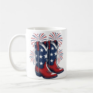 Patriotische Cowboy-Stiefel Vintage Western-Shirt- Kaffeetasse