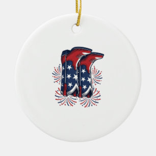 Patriotische Cowboy-Stiefel Vintage Western-Shirt- Keramik Ornament