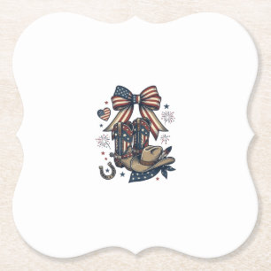 Patriotische Cowgirl-Stiefel und Bow-Western-Shirt Untersetzer