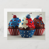 Patriotische Cupcakes Postkarte (Vorne/Hinten)