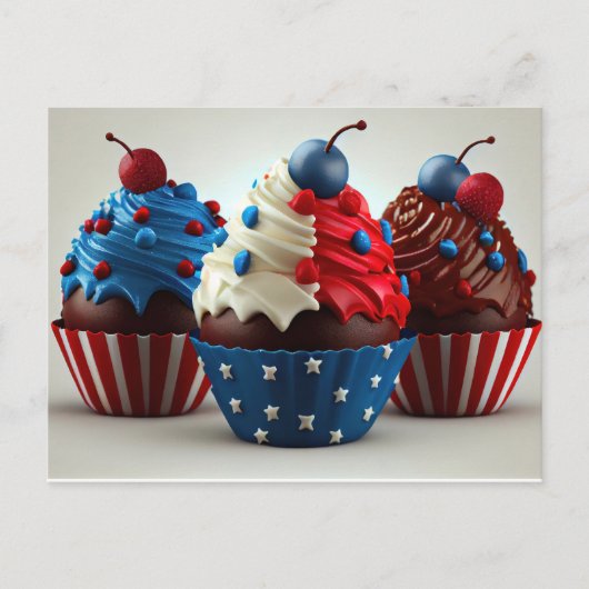 Patriotische Cupcakes Postkarte (Vorderseite)