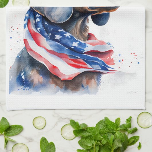 Patriotische Dackel Geschirrtuch (Gefaltet)