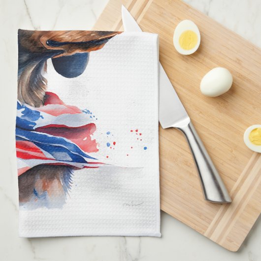 Patriotische Dackel Geschirrtuch (Viertel Falte)