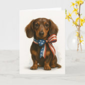 Patriotische Dackel Karte (Gelbe Blume)