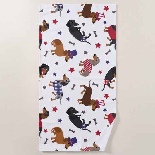 Patriotische Dackel Strandtuch (Vorderseite)