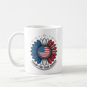 Patriotische Daisy Dank Für Ihren Dienst Shirt-Des Kaffeetasse
