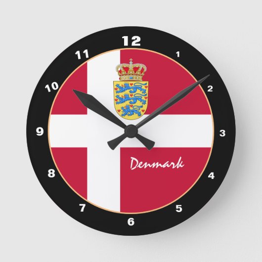 Patriotische dänische Flagge, Dänemark Zuhause / D Runde Wanduhr (Vorderseite)