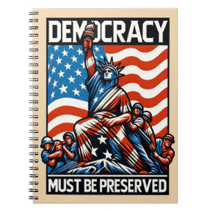 Patriotische Demokratie Harris Red White Blu Flag  Notizblock