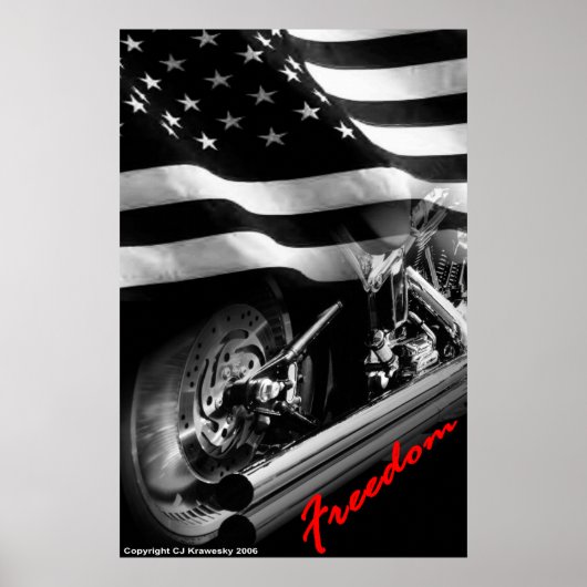 Patriotische Designs - "USA Freedom Motorcycle" Poster (Vorne)