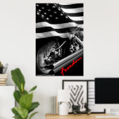 Patriotische Designs - "USA Freedom Motorcycle" Poster (Heimbüro)