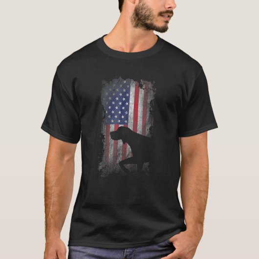 Patriotische Deutsche Kurzhaarfahne Pointer Americ T-Shirt (Vorderseite)
