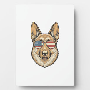 Patriotische Deutsche Schäferhund-Sonnenbrille Vin Fotoplatte