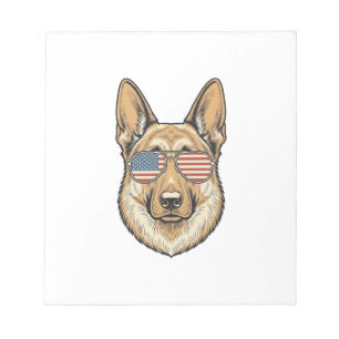 Patriotische Deutsche Schäferhund-Sonnenbrille Vin Notizblock