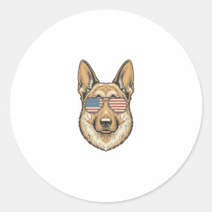 Patriotische Deutsche Schäferhund-Sonnenbrille Vin Runder Aufkleber