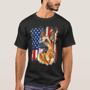 Patriotische Deutsche Schäferhündin Amerikanische  T-Shirt