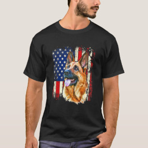 Patriotische Deutsche Schäferhündin Amerikanische  T-Shirt