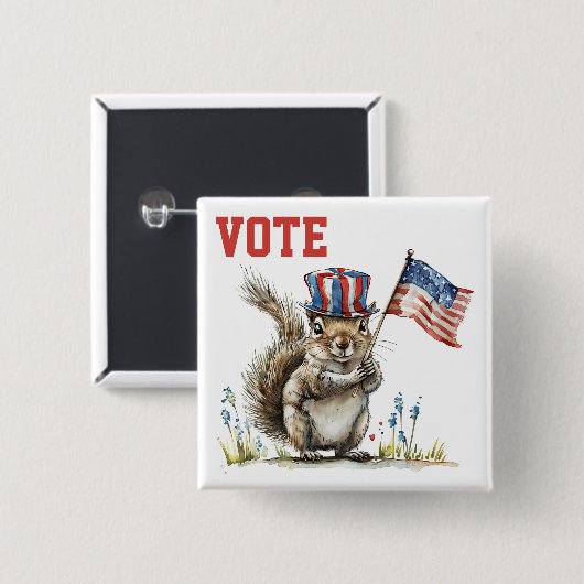 Patriotische Eichhörnchenabstimmung Button (Vorne & Hinten)