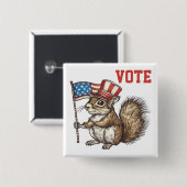Patriotische Eichhörnchenabstimmung Button (Vorne & Hinten)