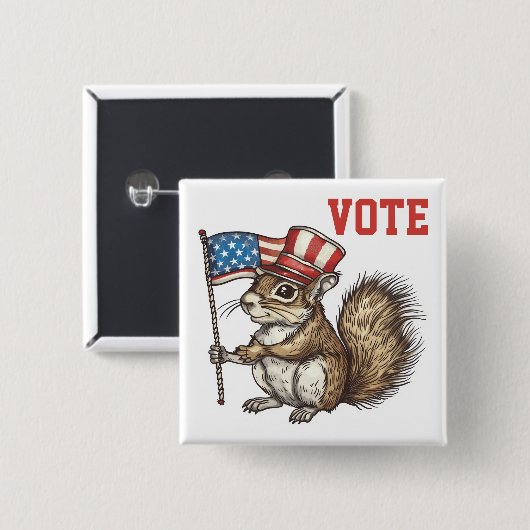 Patriotische Eichhörnchenabstimmung Button (Vorne & Hinten)