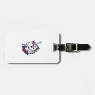 Patriotische Einhorn-Flagge-Sonnenbrille Vintage-V Gepäckanhänger