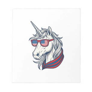 Patriotische Einhorn-Flagge-Sonnenbrille Vintage V Notizblock