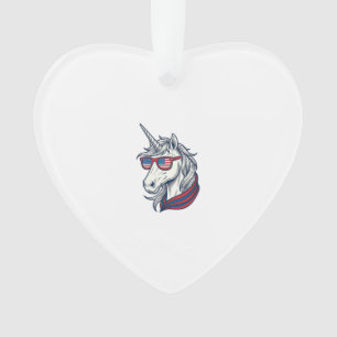 Patriotische Einhorn-Flagge-Sonnenbrille Vintage-V Ornament