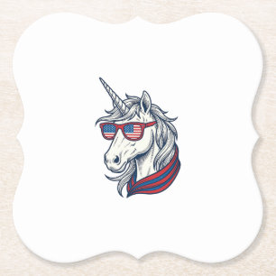Patriotische Einhorn-Flagge-Sonnenbrille Vintage-V Untersetzer