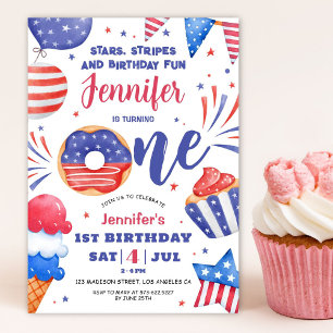 Patriotische Einladung zum 1. Geburtstag am 4. Jul