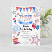 Patriotische Einladung zum dritten Geburtstag (Stehend Vorderseite)