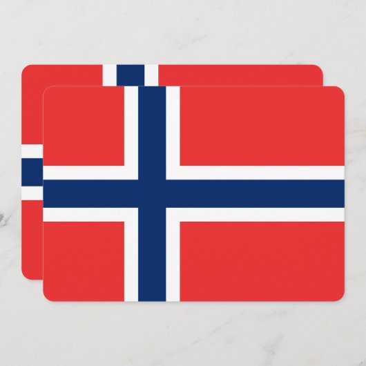 Patriotische Einladungen unter norwegischer Flagge (Vorne/Hinten)
