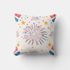 Patriotische Eis-Pop und Feuerwerksmuster | Rot-We Kissen