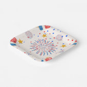 Patriotische Eis-Pop und Feuerwerksmuster | Rot-We Pappteller (Gewinkelt)