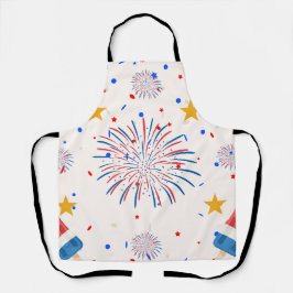 Patriotische Eis-Pop und Feuerwerksmuster | Rot-We Schürze